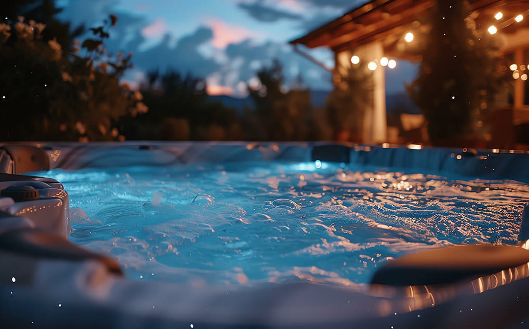 Relaxing hot tub with mountain view