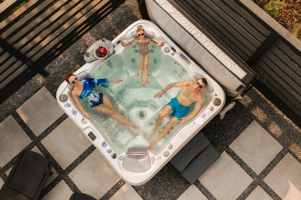 family in a hot tub spending time together