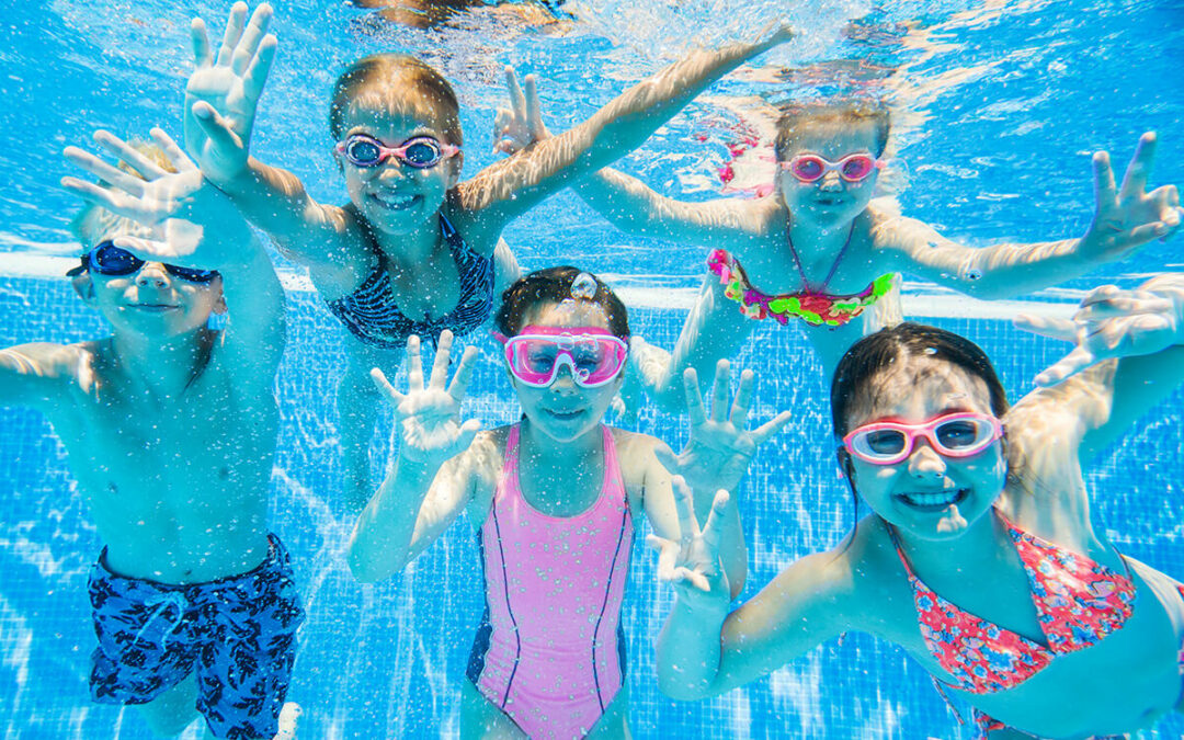 little kids swimming